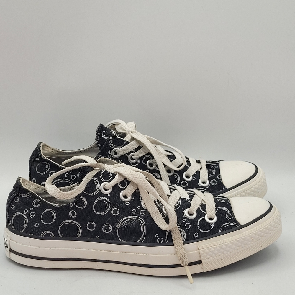 Converse Black With Silver Bubbles Skater Sneakers Size 8 - Picture 12 of 16